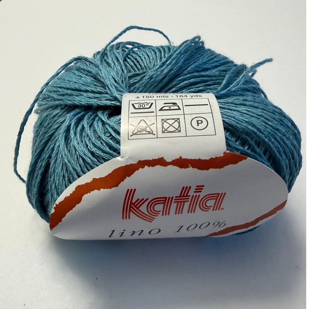 Katia‎ Lino 100% Linen Yarn 50g Turquoise Blue Crochet Knitting